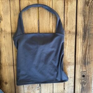NWT Express Body Contour Halter Top Dark Gray Square Neck Small